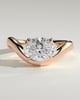 Hayley - Oval East West Claw Solitaire with Wave Band Engagement Ring - 18k Rose Gold