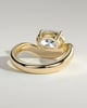 Hayley - Oval East West Claw Solitaire with Wave Band Engagement Ring - 18k Yellow Gold