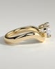 Hayley - Oval East West Claw Solitaire with Wave Band Engagement Ring - 18k Yellow Gold