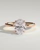 Ivy - Oval Claw Solitaire with Petal Gallery and Accented Tiara Detail Engagement Ring - 18k Rose Gold