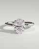 Ivy - Oval Claw Solitaire with Petal Gallery and Accented Tiara Detail Engagement Ring - 18k White Gold