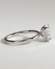 Ivy - Oval Claw Solitaire with Petal Gallery and Accented Tiara Detail Engagement Ring - 18k White Gold
