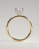 Ivy - Oval Claw Solitaire with Petal Gallery and Accented Tiara Detail Engagement Ring - 18k Yellow Gold / 18k White Gold