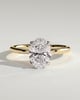 Ivy - Oval Claw Solitaire with Petal Gallery and Accented Tiara Detail Engagement Ring - 18k Yellow Gold / 18k White Gold