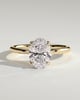 Ivy - Oval Claw Solitaire with Petal Gallery and Accented Tiara Detail Engagement Ring - 18k Yellow Gold
