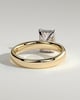 Kate - Emerald Claw Solitaire with Cigar Band and Hidden Halo Engagement Ring - 18k Yellow Gold / 18k White Gold High Setting