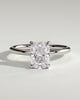 Leonora - Elongated Cushion Claw Solitaire Engagement Ring - 18k White Gold High Setting