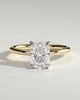 Leonora - Elongated Cushion Claw Solitaire Engagement Ring - 18k Yellow Gold / 18k White Gold High Setting