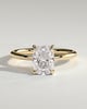 Leonora - Elongated Cushion Claw Solitaire Engagement Ring - 18k Yellow Gold High Setting