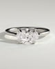 Mabeline - Oval East West Claw Solitaire with Raised Basket Gallery Engagement Ring - 18k White Gold