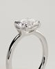 Mabeline - Oval East West Claw Solitaire with Raised Basket Gallery Engagement Ring - 18k White Gold