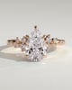 Polly - Pear Claw Solitaire with Clustered Round Shoulder Stones Engagement Ring - 18k Rose Gold