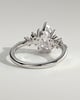 Polly - Pear Claw Solitaire with Clustered Round Shoulder Stones Engagement Ring - 18k White Gold