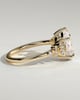 Polly - Pear Claw Solitaire with Clustered Round Shoulder Stones Engagement Ring - 18k Yellow Gold