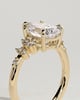 Polly - Pear Claw Solitaire with Clustered Round Shoulder Stones Engagement Ring - 18k Yellow Gold