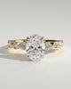 Rhiannon - Oval Claw Solitaire with Round-Marquise Bezel Accent Stones Engagement Ring - 18k Yellow Gold