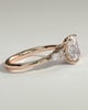 Sadie - Elongated Cushion Claw Solitaire with Pear Accents and Round Shoulder Stones Engagement Ring - 18k Rose Gold High Setting