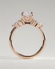 Sadie - Elongated Cushion Claw Solitaire with Pear Accents and Round Shoulder Stones Engagement Ring - 18k Rose Gold High Setting