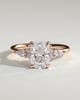 Sadie - Elongated Cushion Claw Solitaire with Pear Accents and Round Shoulder Stones Engagement Ring - 18k Rose Gold High Setting