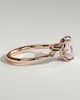 Sadie - Elongated Cushion Claw Solitaire with Pear Accents and Round Shoulder Stones Engagement Ring - 18k Rose Gold High Setting