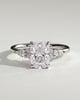 Sadie - Elongated Cushion Claw Solitaire with Pear Accents and Round Shoulder Stones Engagement Ring - 18k White Gold High Setting