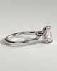 Sadie - Elongated Cushion Claw Solitaire with Pear Accents and Round Shoulder Stones Engagement Ring - 18k White Gold High Setting