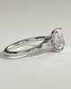 Sadie - Elongated Cushion Claw Solitaire with Pear Accents and Round Shoulder Stones Engagement Ring - 18k White Gold High Setting