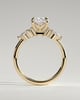 Sadie - Elongated Cushion Claw Solitaire with Pear Accents and Round Shoulder Stones Engagement Ring - 18k Yellow Gold High Setting