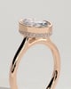 Sierra - Oval Bezel Solitaire with Hidden Halo and Cathedral High Setting Engagement Ring - 18k Rose Gold
