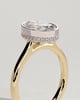 Sierra - Oval Bezel Solitaire with Hidden Halo and Cathedral High Setting Engagement Ring - 18k Yellow Gold / 18k White Gold