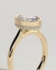 Sierra - Oval Bezel Solitaire with Hidden Halo and Cathedral High Setting Engagement Ring - 18k Yellow Gold