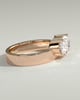 Soraya - Oval Offset East West Claw Solitaire with Flat Cigar Band  Engagement Ring - 18k Rose Gold