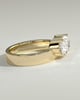 Soraya - Oval Offset East West Claw Solitaire with Flat Cigar Band  Engagement Ring - 18k Yellow Gold