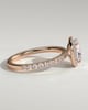 Suzana - Cushion Claw Solitaire with Halo and Pave Band Engagement Ring - 18k Rose Gold