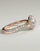 Suzana - Cushion Claw Solitaire with Halo and Pave Band Engagement Ring - 18k Rose Gold