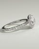 Suzana - Cushion Claw Solitaire with Halo and Pave Band Engagement Ring - 18k White Gold
