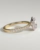 Suzana - Cushion Claw Solitaire with Halo and Pave Band Engagement Ring - 18k Yellow Gold / 18k White Gold