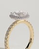 Suzana - Cushion Claw Solitaire with Halo and Pave Band Engagement Ring - 18k Yellow Gold / 18k White Gold