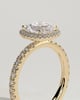 Suzana - Cushion Claw Solitaire with Halo and Pave Band Engagement Ring - 18k Yellow Gold