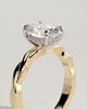 Trinity - Oval Claw Solitaire with Twisted Band Engagement Ring - 18k Yellow Gold / 18k White Gold