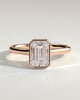 Willow - Radiant Claw Solitaire with Clustered Round Shoulder Stones Engagement Ring - 18k Rose Gold