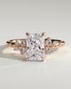 Willow - Radiant Claw Solitaire with Clustered Round Shoulder Stones Engagement Ring - 18k Rose Gold