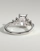 Willow - Radiant Claw Solitaire with Clustered Round Shoulder Stones Engagement Ring - 18k White Gold