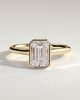 Willow - Radiant Claw Solitaire with Clustered Round Shoulder Stones Engagement Ring - 18k Yellow Gold
