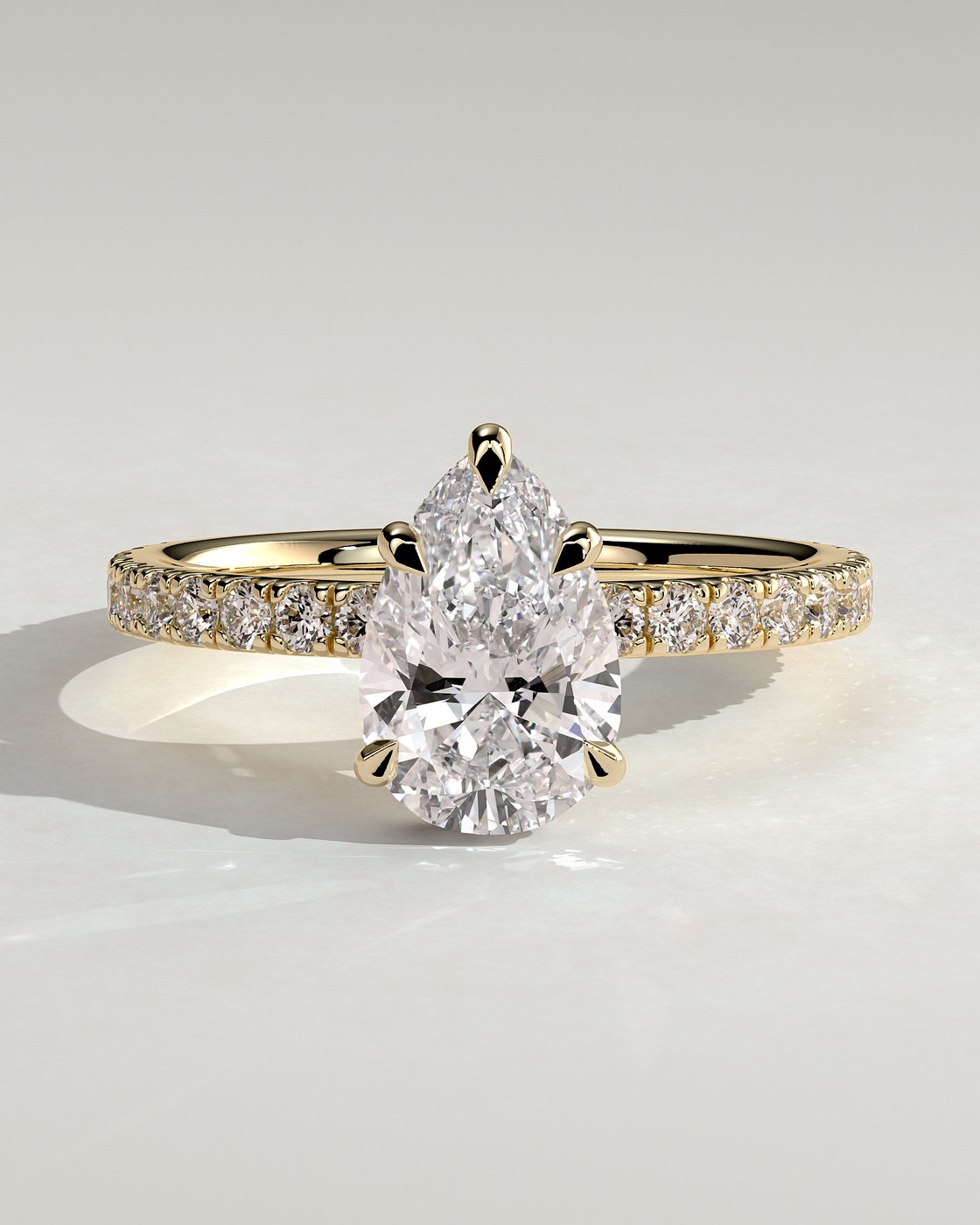 Jordanna – 5 Claw Pear Pavé Solitaire with Hidden Halo | Cullen US