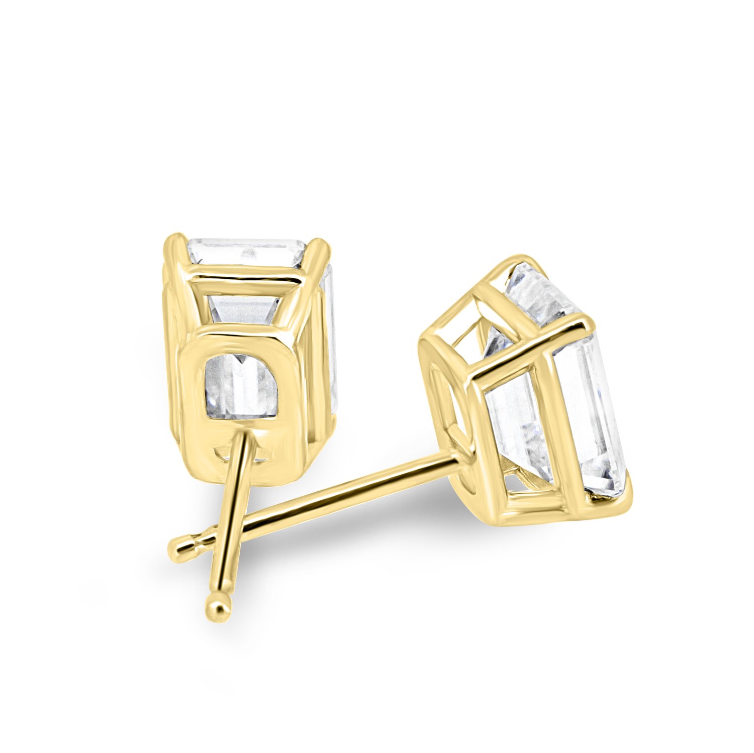Barbara - Emerald 4 Claw Earrings - 18k Yellow Gold
