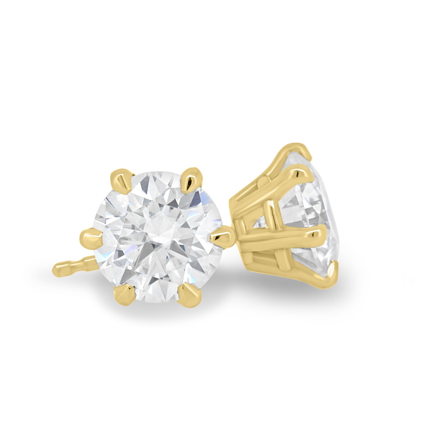 Emilia - Round 6 Claw Earrings - 18k Yellow Gold