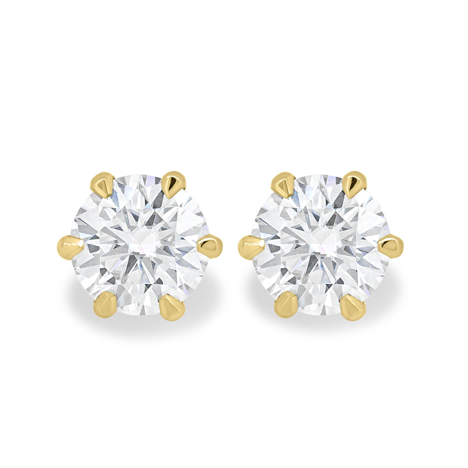 Emilia - Round 6 Claw Earrings - 18k Yellow Gold