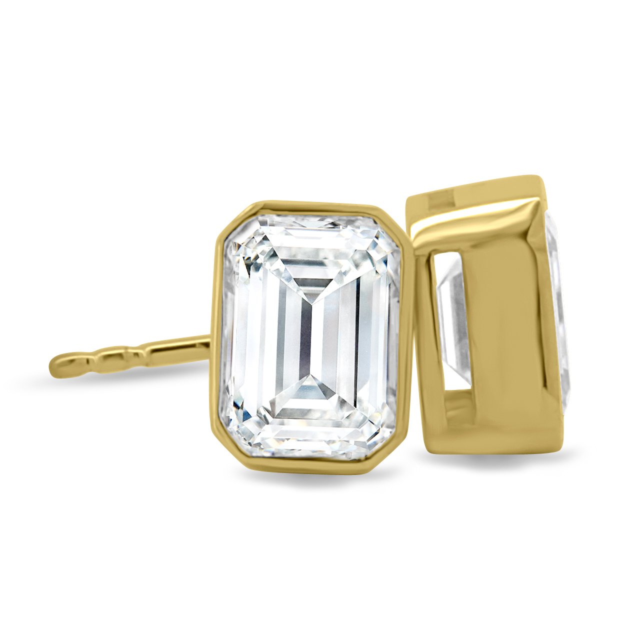Kara - Emerald Bezel Earrings - 18k Yellow Gold