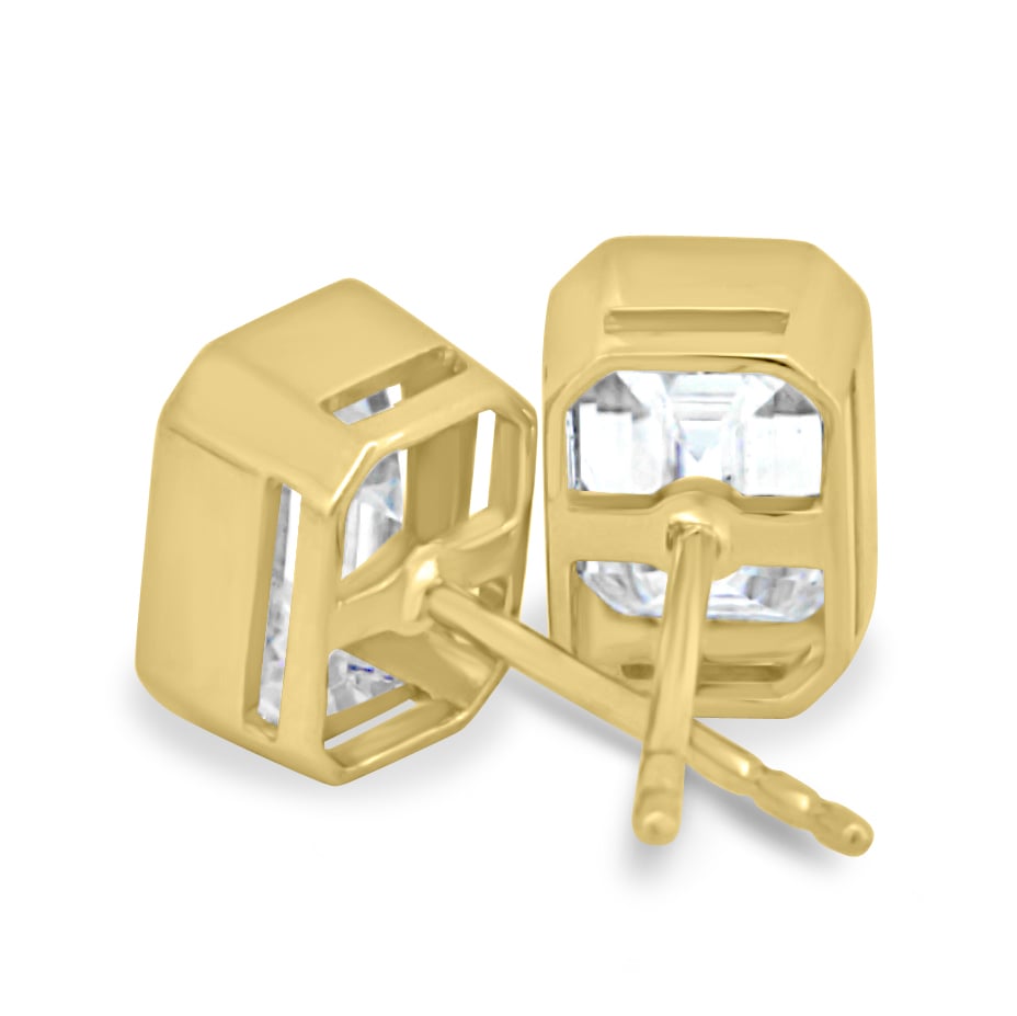 Kara - Emerald Bezel Earrings - 18k Yellow Gold